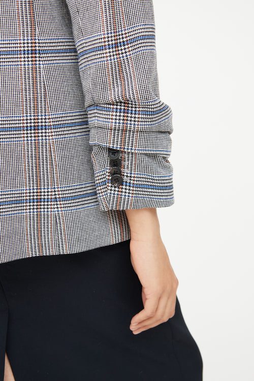 Veronica Beard Grey & Multi Colour Plaid Pocket Blazer