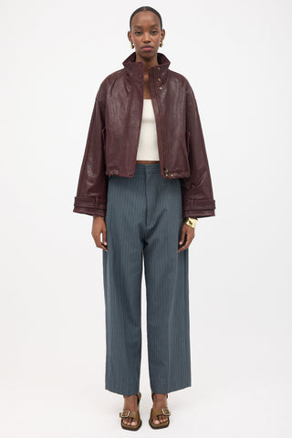 Veronica Beard Leather Bateman Cropped Jacket