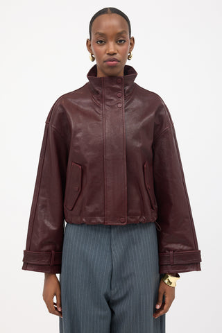 Veronica Beard Leather Bateman Cropped Jacket