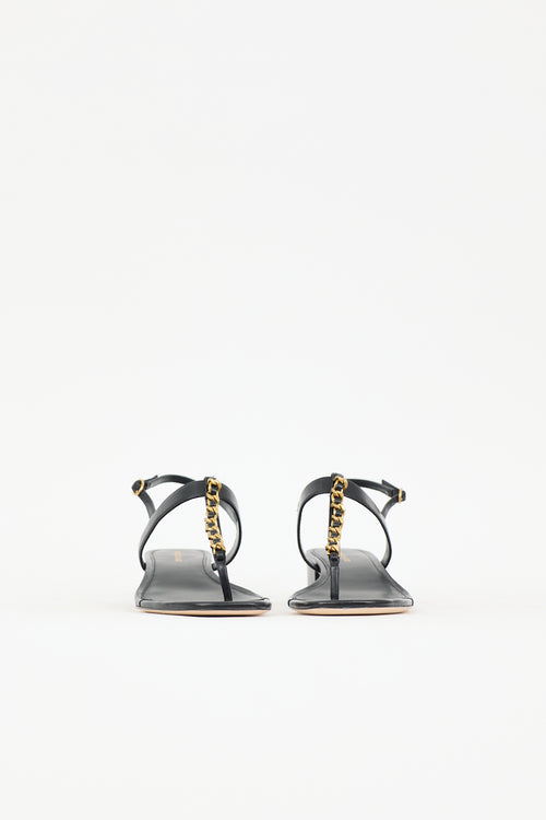 Veronica Beard Leather Chain Link Andie Sandal