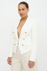 Veronica Beard Leather Dickey Blazer