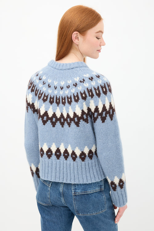 Veronica Beard Light Blue & Multi Fairisle Cardigan
