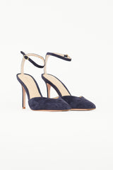 Veronica Beard Navy Suede Pointed Toe Pump