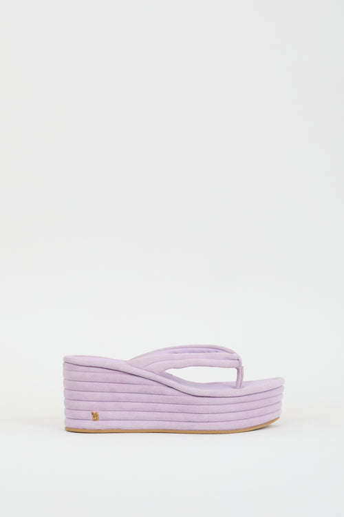 Veronica Beard Purple Suede Geno Platform Thong Sandal