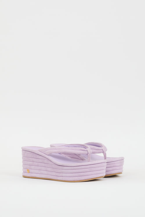 Veronica Beard Purple Suede Geno Platform Thong Sandal