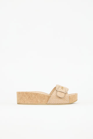 Veronica Beard Raffia & Cork Dixie Platform Slide
