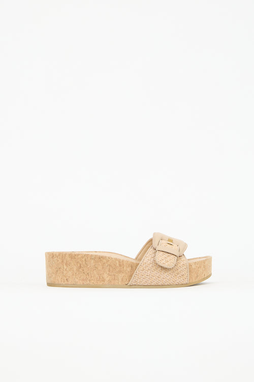 Veronica Beard Raffia & Cork Dixie Platform Slide