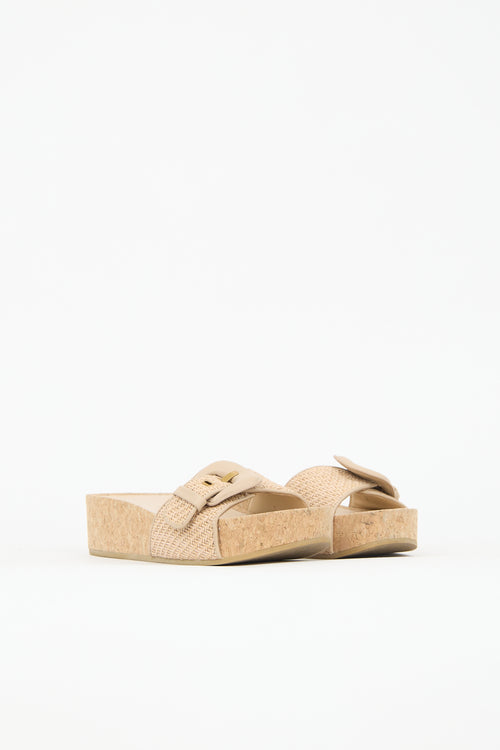 Veronica Beard Raffia & Cork Dixie Platform Slide