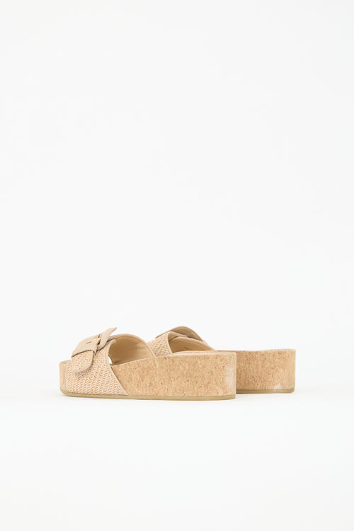 Veronica Beard Raffia & Cork Dixie Platform Slide