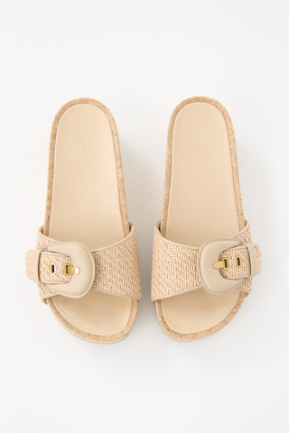 Veronica Beard Raffia & Cork Dixie Platform Slide