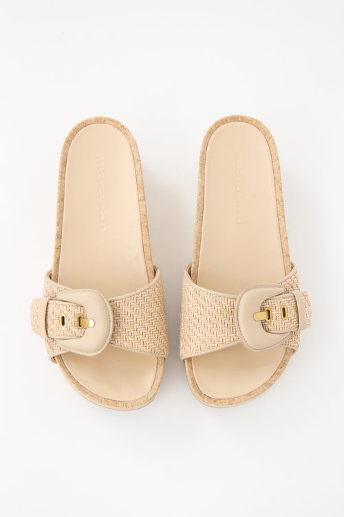 Veronica Beard Raffia & Cork Dixie Platform Slide