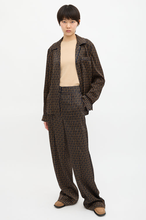 Veronica Beard Satin Printed Wide Leg Pant