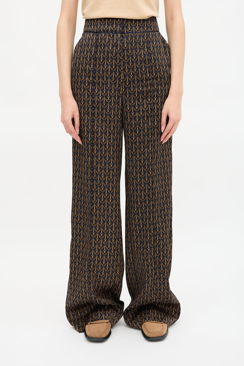 Veronica Beard Satin Printed Wide Leg Pant