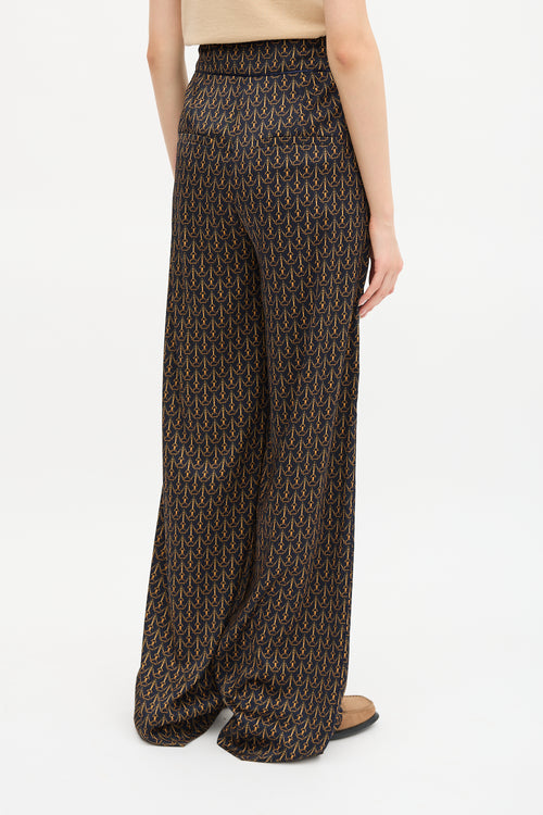 Veronica Beard Satin Printed Wide Leg Pant