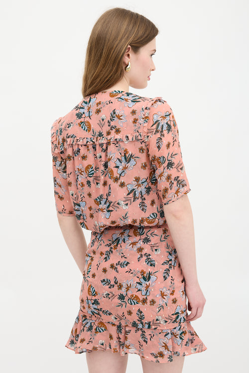 Veronica Beard Silk Floral Ruched Dress