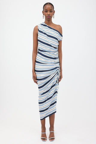 Veronica Beard Silk Striped Ruched Dress