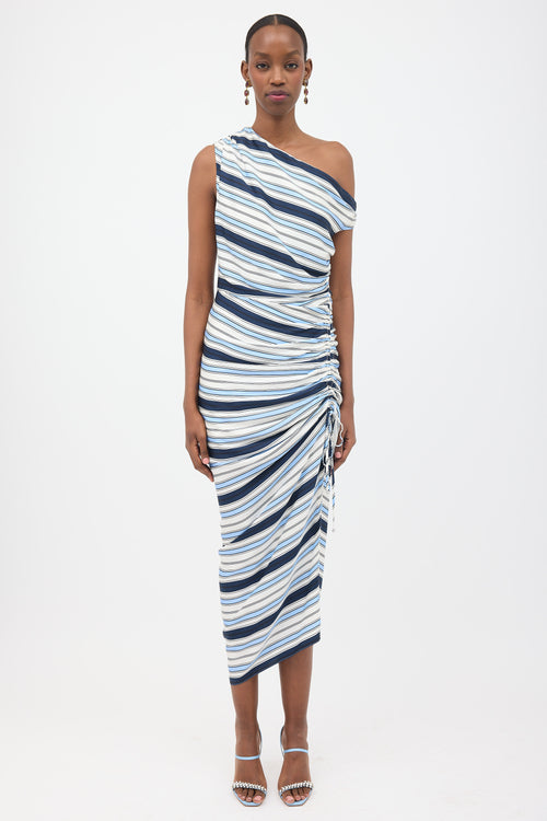 Veronica Beard Silk Striped Ruched Dress