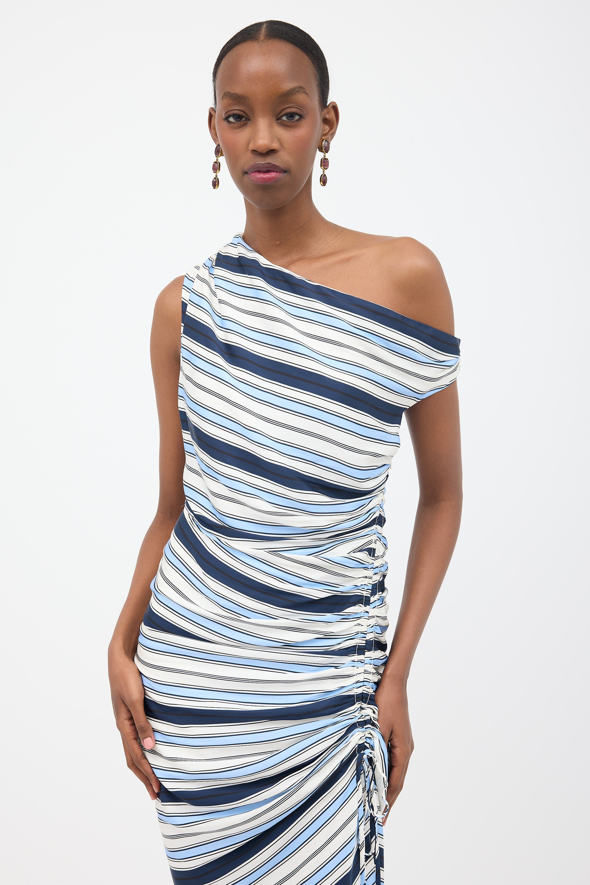 veronica beard ruched dress Veronica Beard Lucine Halter Ruched Fit-And-Flare Maxi Dress