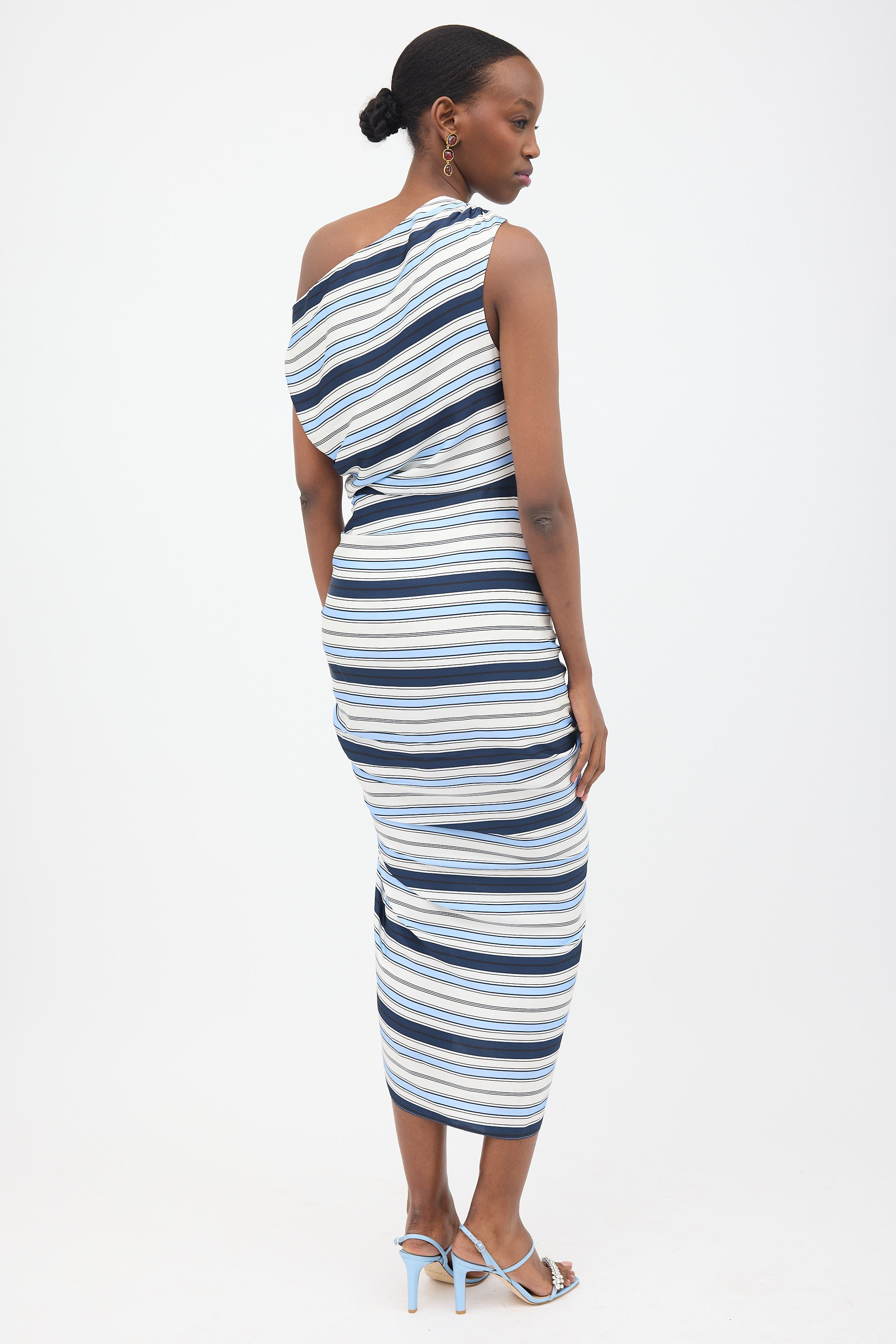 veronica beard striped ruched dress Veronica Beard Everett Gray Striped Ruched Long Sleeve Dress