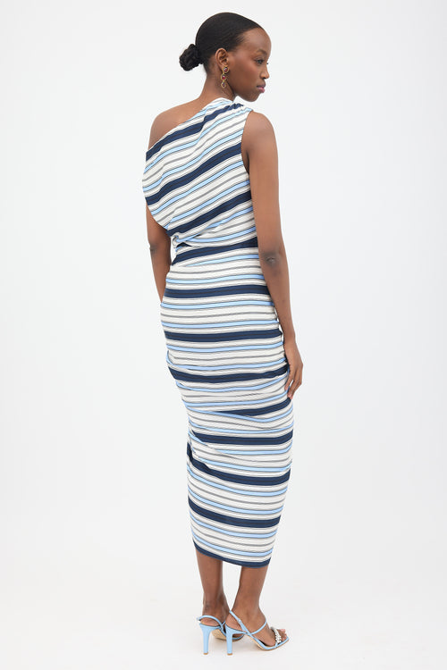 Veronica Beard Silk Striped Ruched Dress