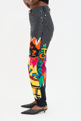 Versace 1990s Pin Stripe Graffiti Trouser