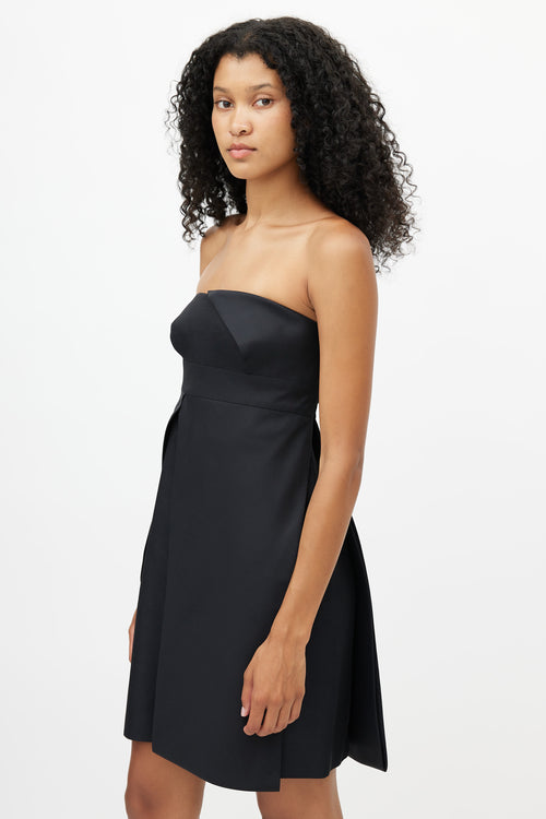 Versace Black Asymmetrical Strapless Dress