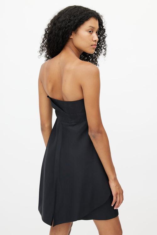 Versace Black Asymmetrical Strapless Dress
