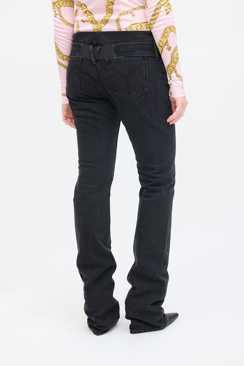 Versace Black Belted Slouch Jeans