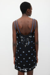 Versace Black & Blue Embellished Layer Dress