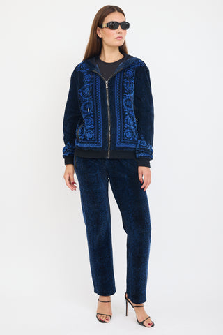 Versace Black & Blue Floral Velour Co-Ord Set