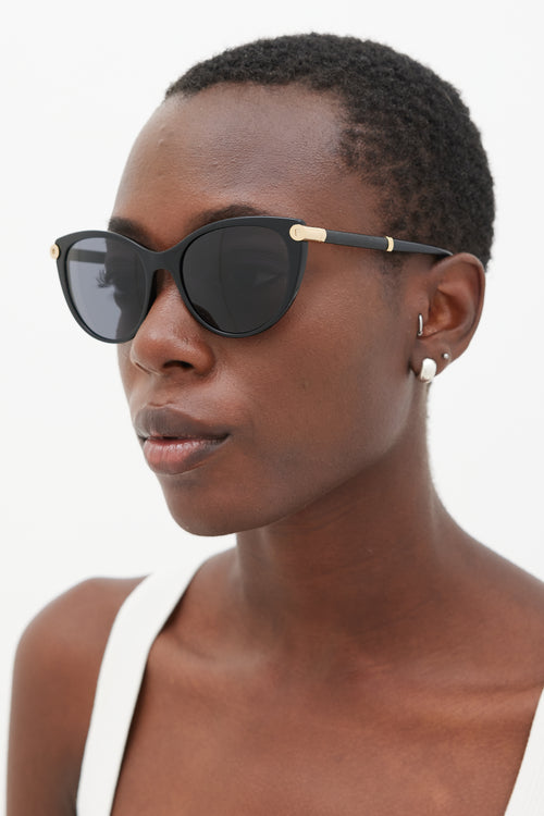 Versace Black & Gold 4364-Q Cateye Sunglasses