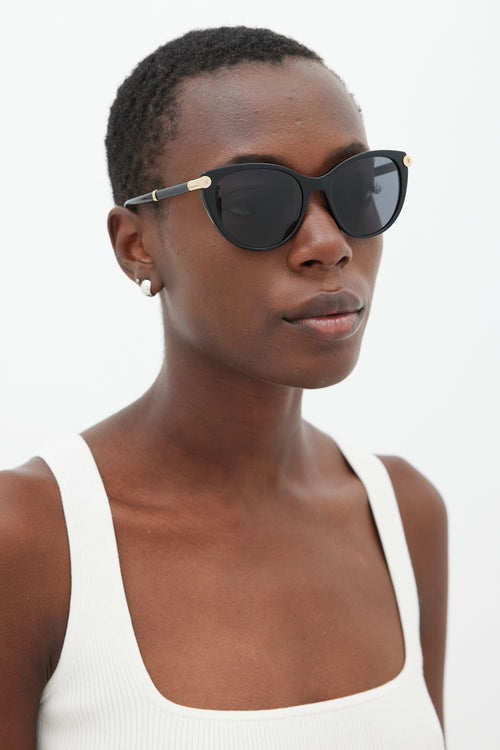 Versace Black & Gold 4364-Q Cateye Sunglasses