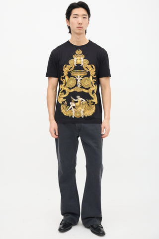 Versace Black & Gold Baroque Graphic T-Shirt