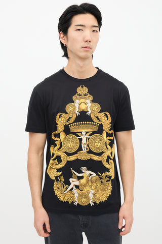 Versace Black & Gold Baroque Graphic T-Shirt