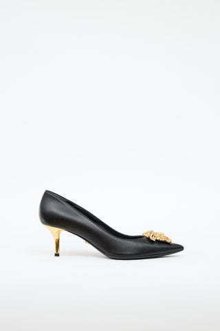 Versace Leather Medusa Palazzo Pump