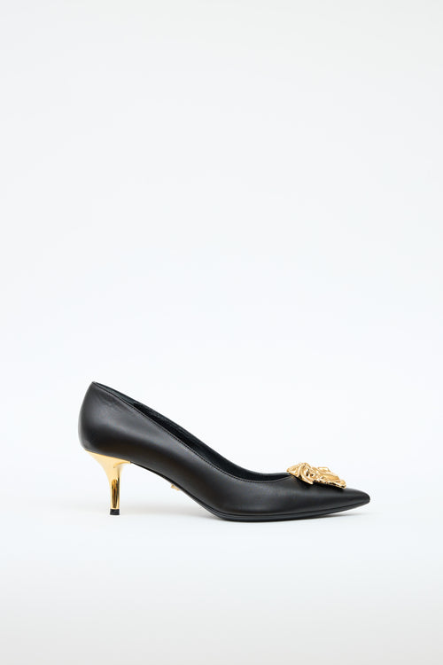 Versace Leather Medusa Palazzo Pump