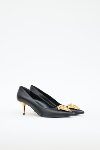 Versace Leather Medusa Palazzo Pump