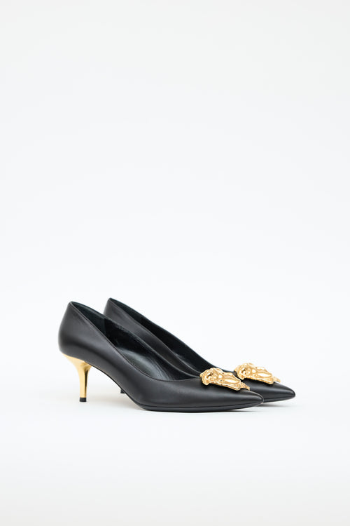 Versace Leather Medusa Palazzo Pump