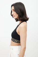 Versace Black & Gold Logo Cropped Top
