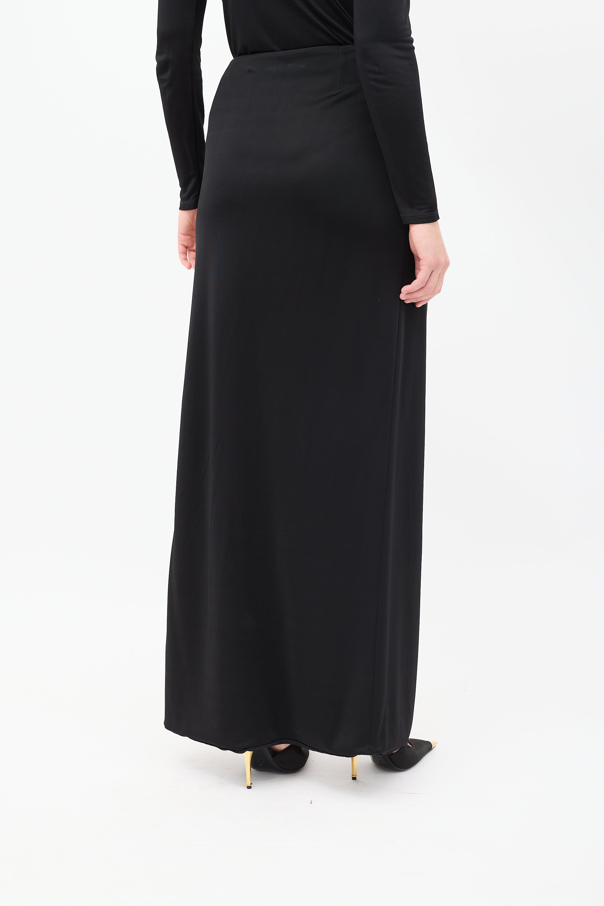 Versace // Logo Safety Pin Maxi Skirt VSP Consignment Versace // Logo Safety Pin Maxi Skirt VSP Consignment