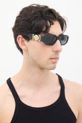 Versace Black & Gold Medusa 4361 Rectangular Sunglasses