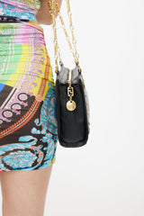 Versace Black & Gold Medusa Coin Leather Bag