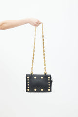 Versace Black & Gold Medusa Coin Leather Bag
