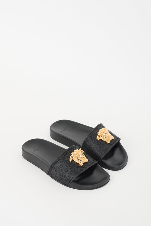 Versace Black & Gold Medusa Palazzo Slide