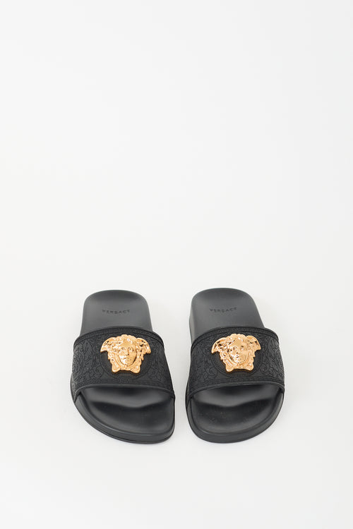 Versace Black & Gold Medusa Palazzo Slide