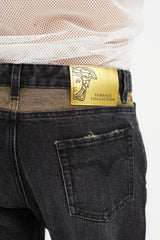 Versace Black & Gold Metallic Slim Jeans