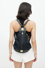 Versace Black & Gold Nylon Logo Backpack