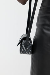 Versace Black & Grey Coated Canvas La Greca Mini Crossbody Bag