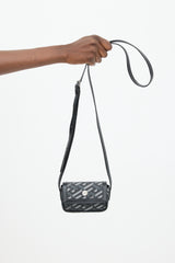 Versace Black & Grey Coated Canvas La Greca Mini Crossbody Bag
