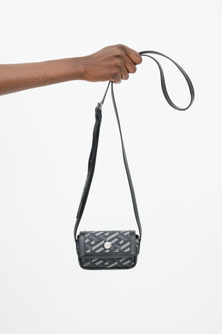 Versace Black & Grey Coated Canvas La Greca Mini Crossbody Bag